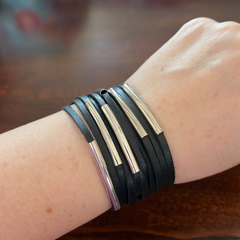 Black and silver wrap bracelet